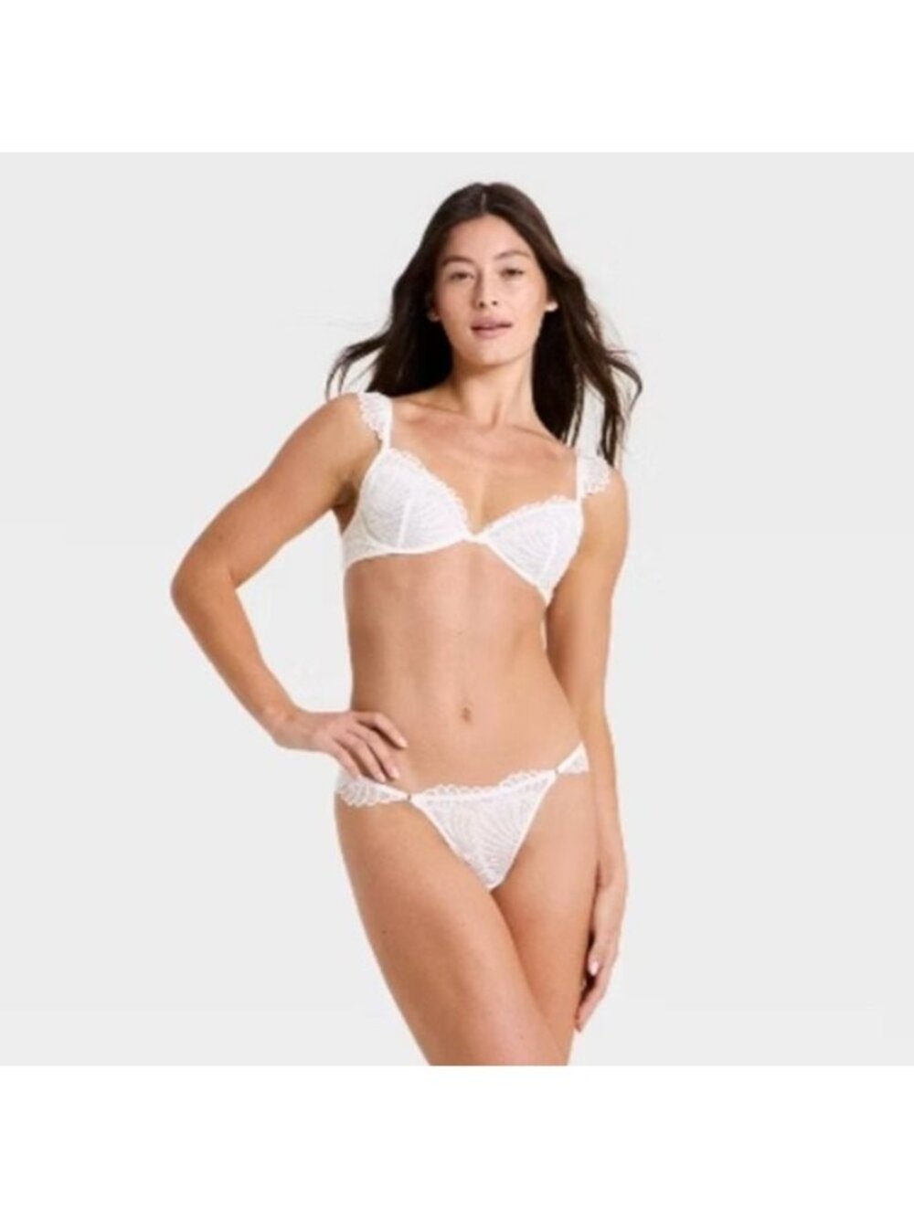 Auden Women's White Lace Bra & Thong Lingerie Set Size XXL Angel